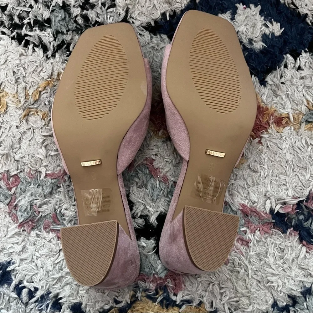 Petal & Pup Billini Quinea Dusty Rose Pink Suede Mid Peep Toe Mule Heels 9